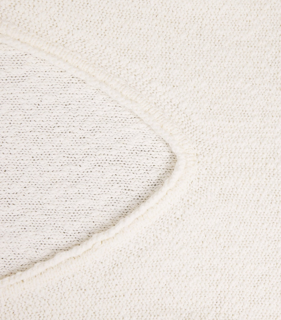 White Cotton-Linen Bouclé Tank Top