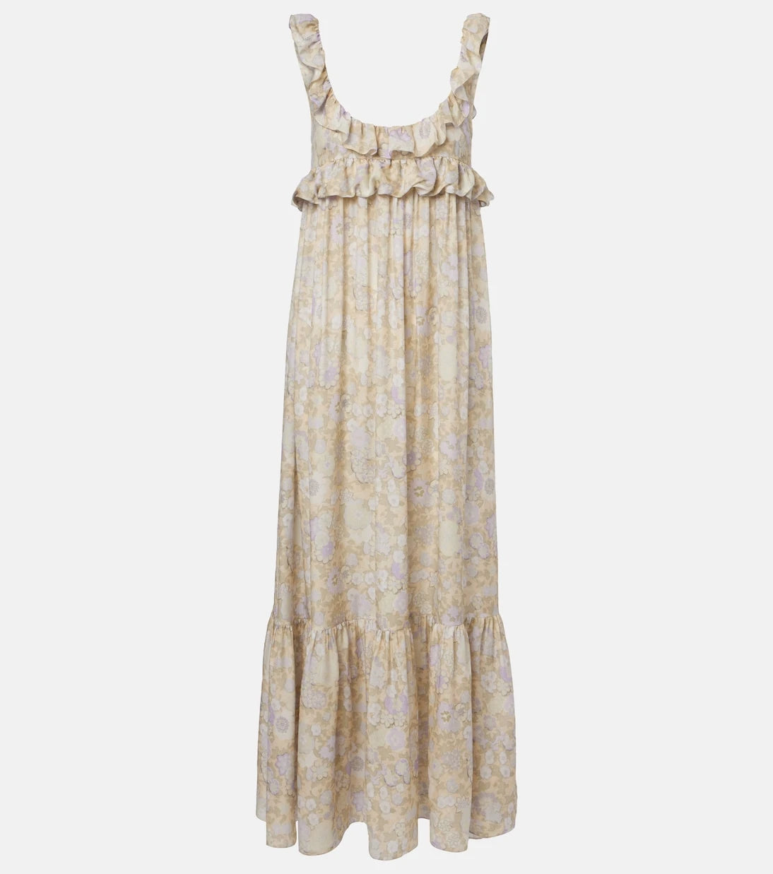 Chloé - Floral ruffled silk charmeuse maxi dress