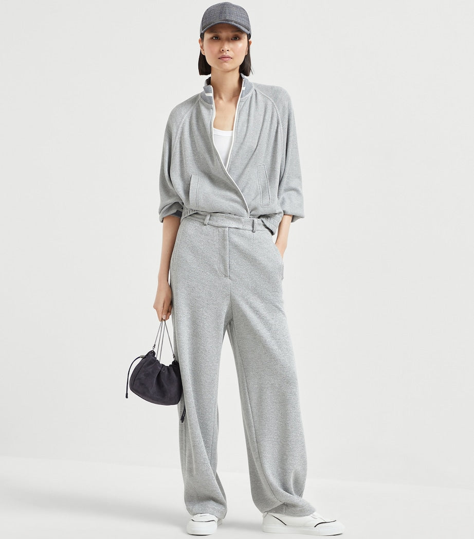 Brunello Cucinelli Grey Sparkling Piqué Zip-Up Sweatshirt