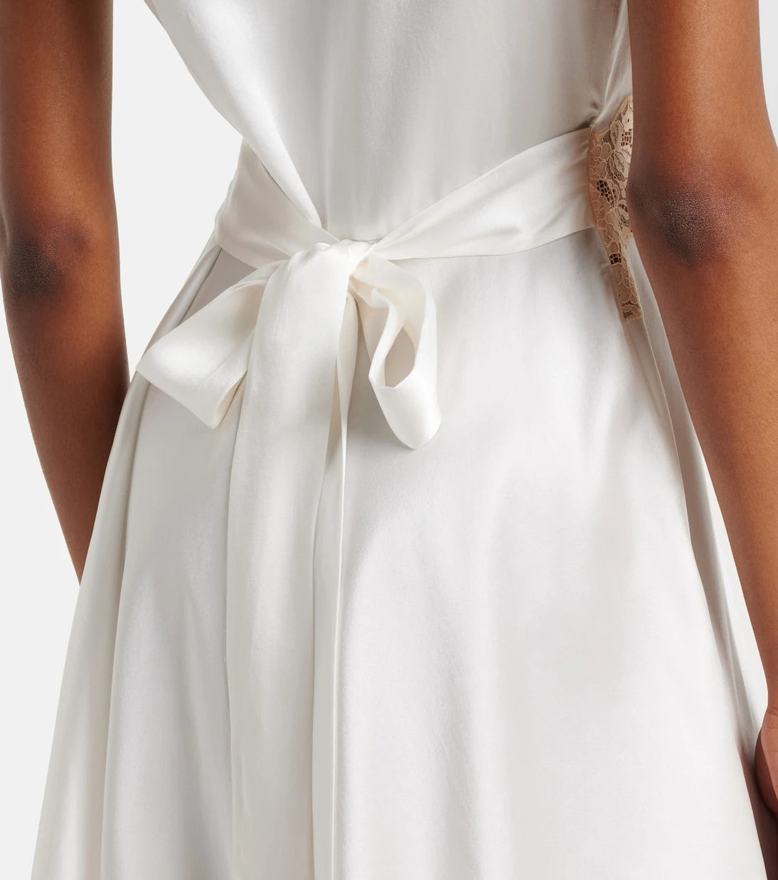 Dôen - Junia lace-trimmed silk satin minidress