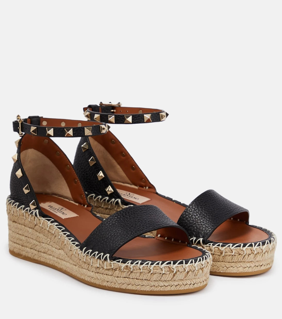 Valentino Garavani - Rockstud leather espadrille wedges