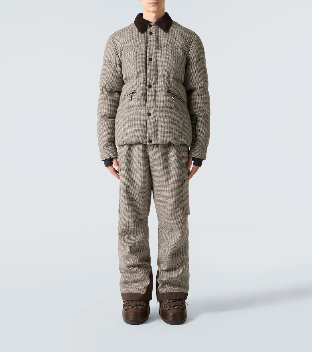 Moncler Grenoble - Houndstooth wool ski salopettes
