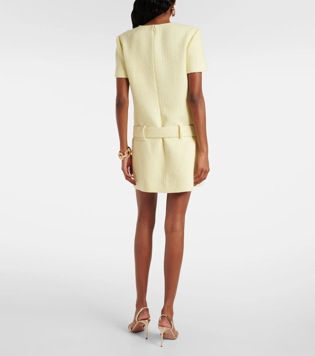Self-Portrait - Belted bouclé minidress