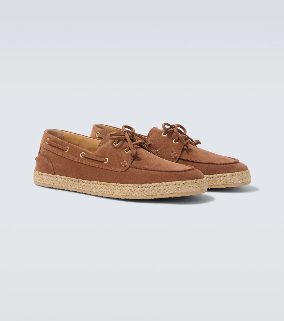 Brunello Cucinelli - Jute-trimmed suede boat shoes