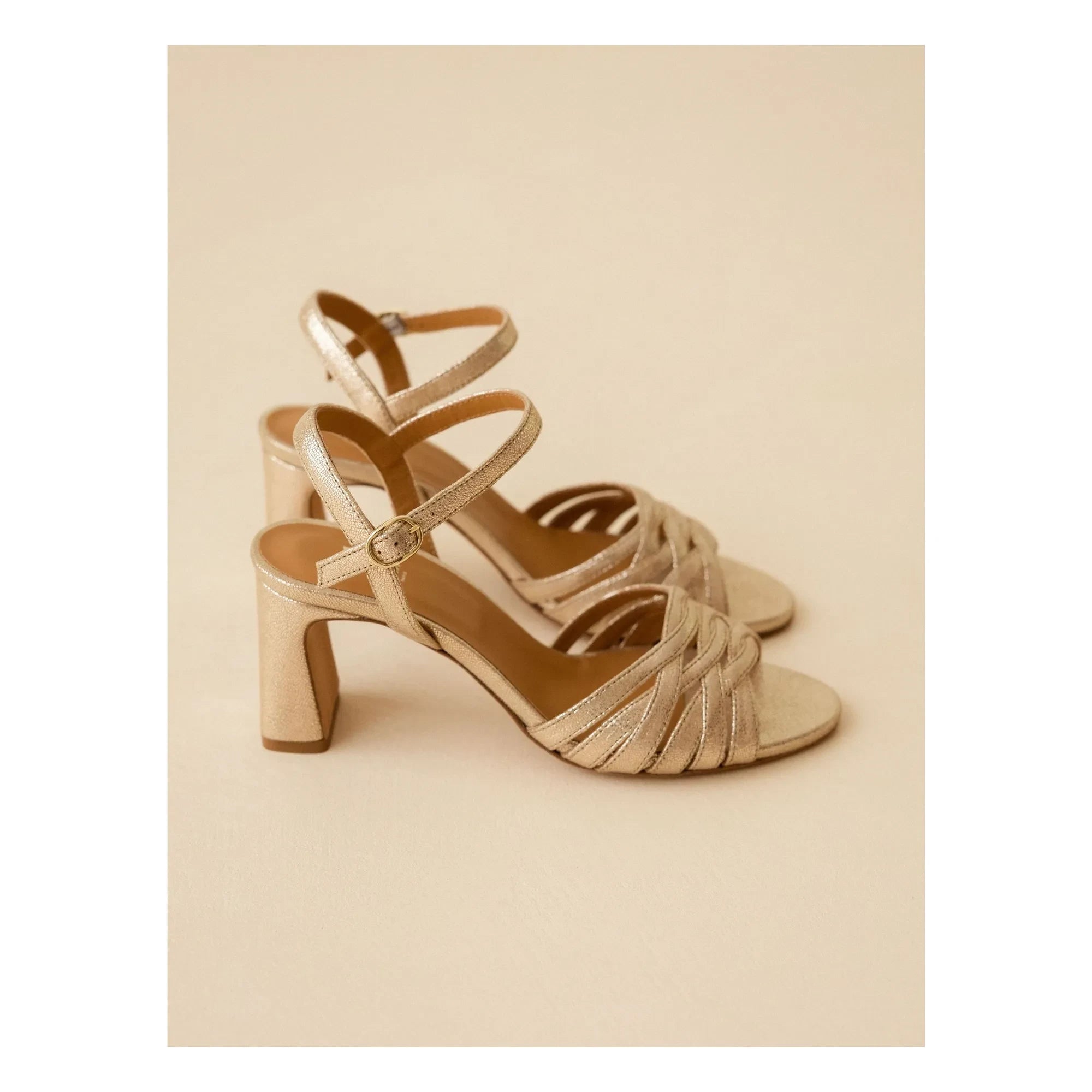 Bobbies - Loren Sandals Lamé Leather | Champagne