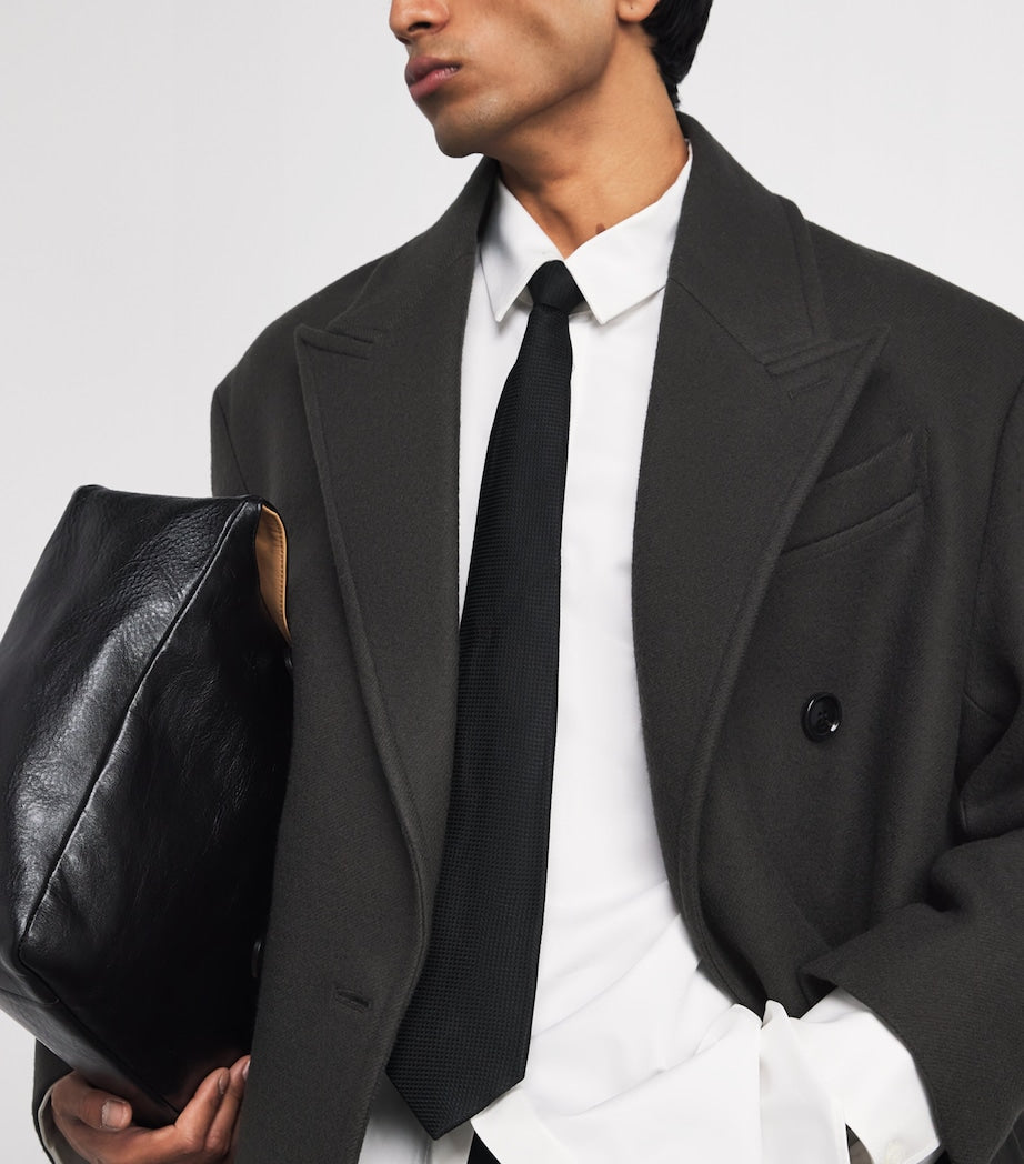 Black Boiled Wool Overcoat