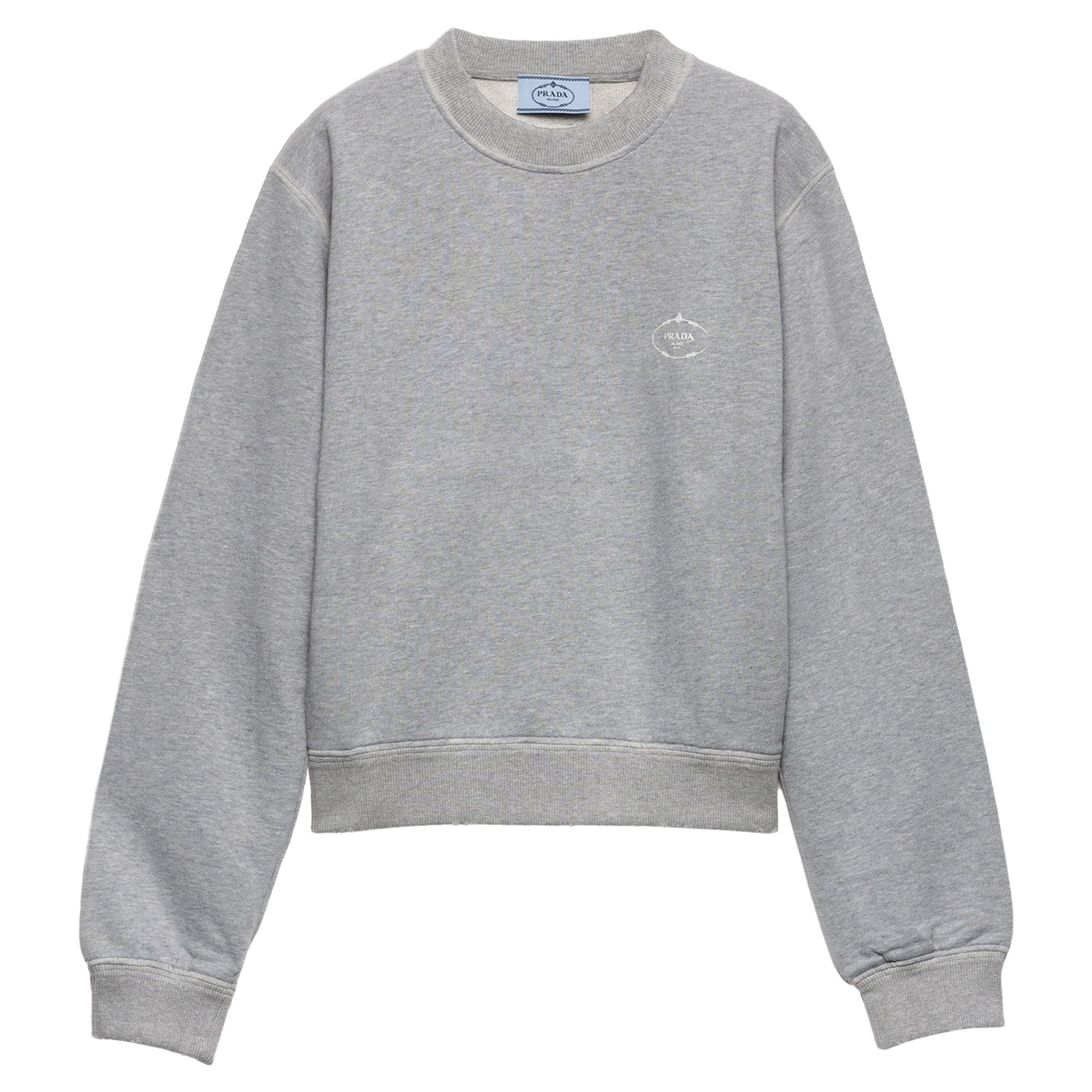 Prada Grey Cotton Logo Sweatshirt