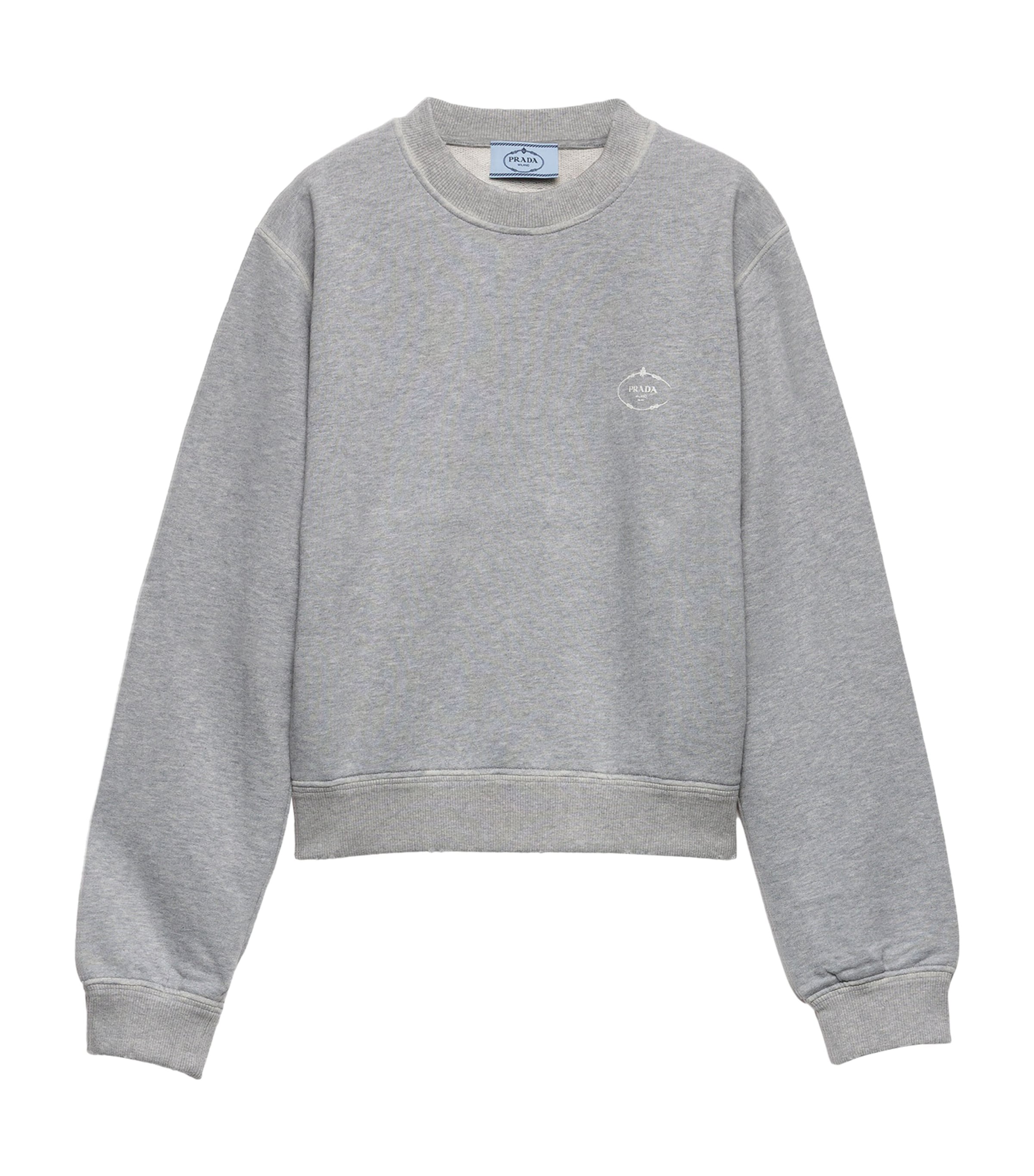 Prada Grey Cotton Logo Sweatshirt
