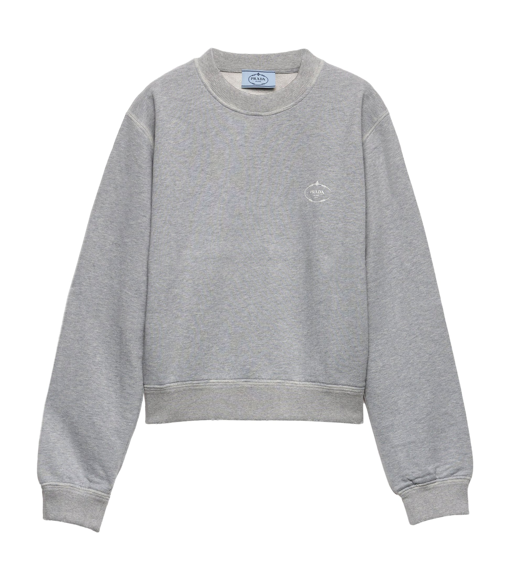 Prada Grey Cotton Logo Sweatshirt
