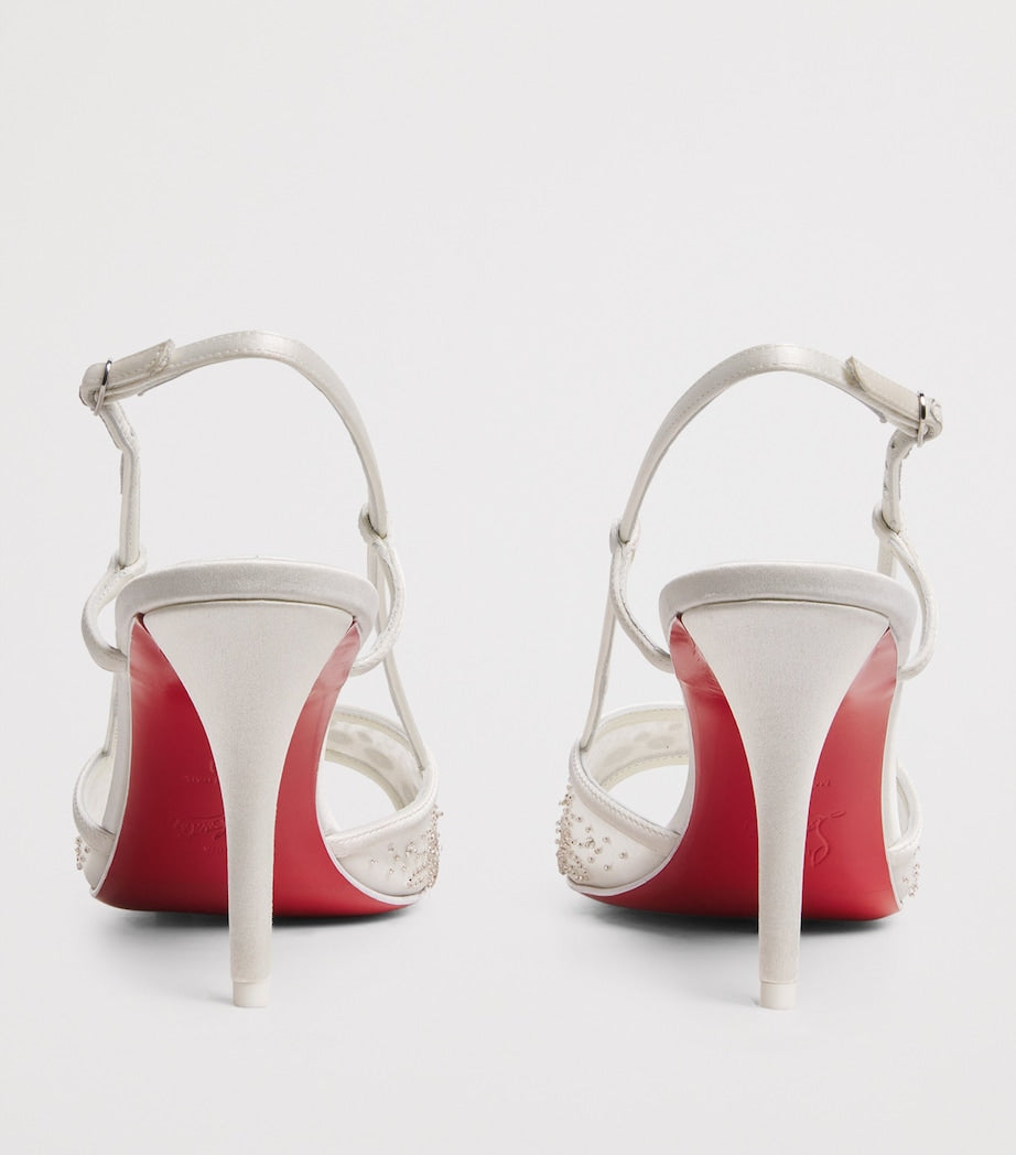 Christian Louboutin White Miss Z Embellished Slingback Sandals 80