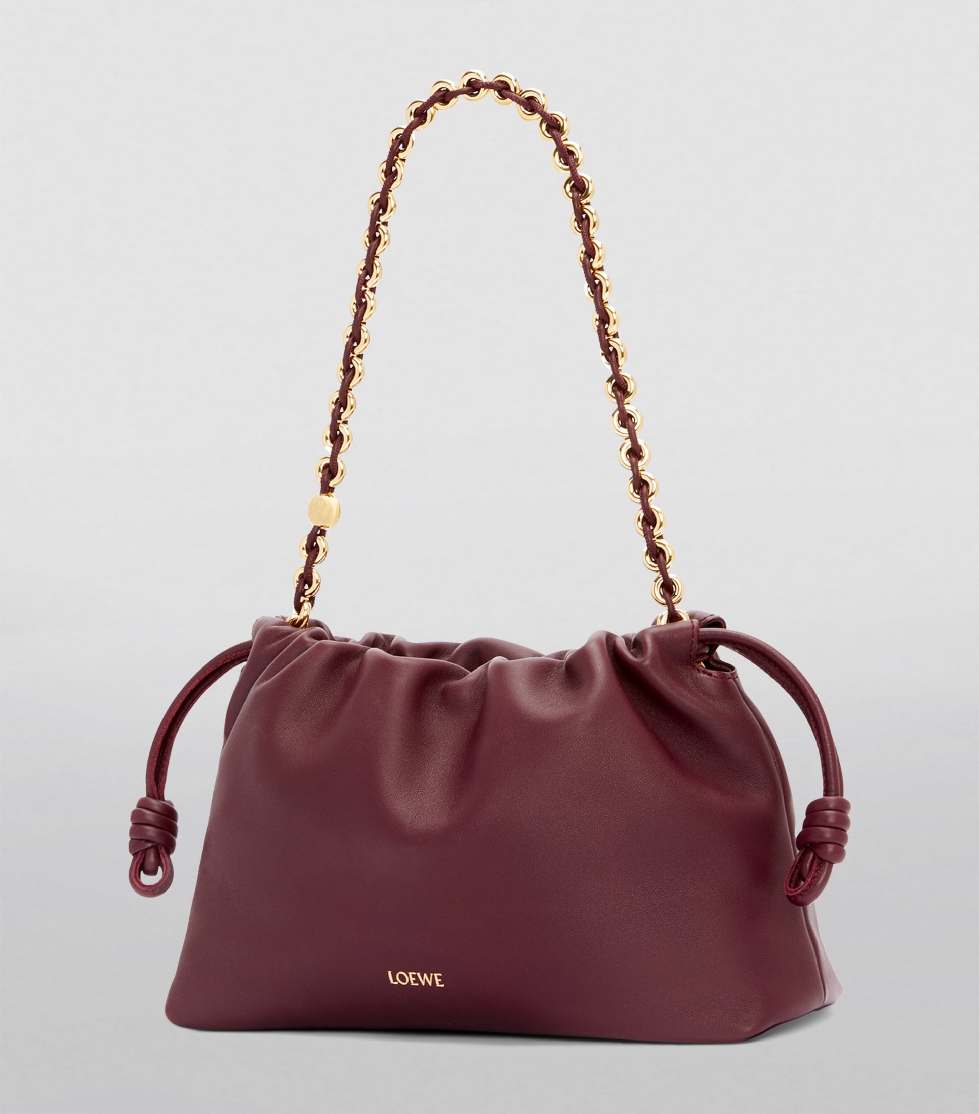LOEWE Burgundy Leather Flamenco Purse