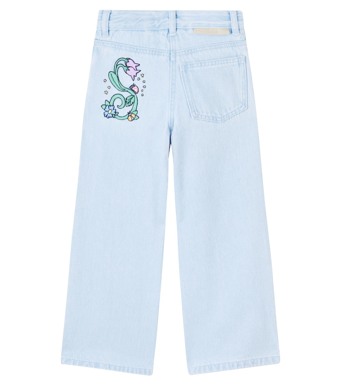 Stella McCartney Kids - بنطال جينز مطرز بقصة واسعة