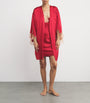 Gilda & Pearl Red Silk Lace-Trim Short Robe