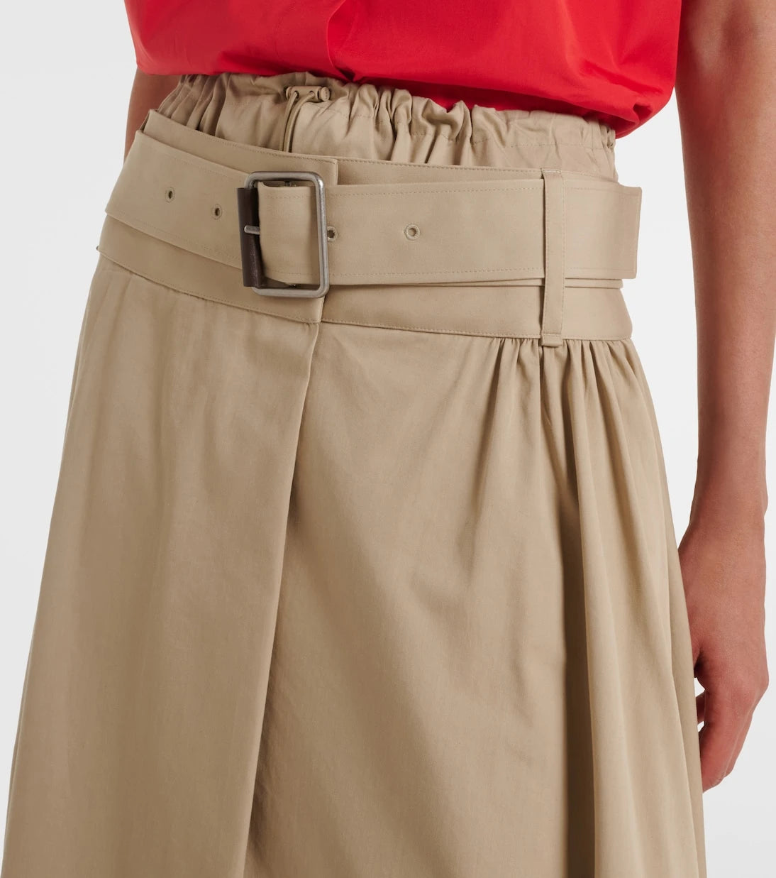 Loewe - Belted cotton and silk maxi skirt
