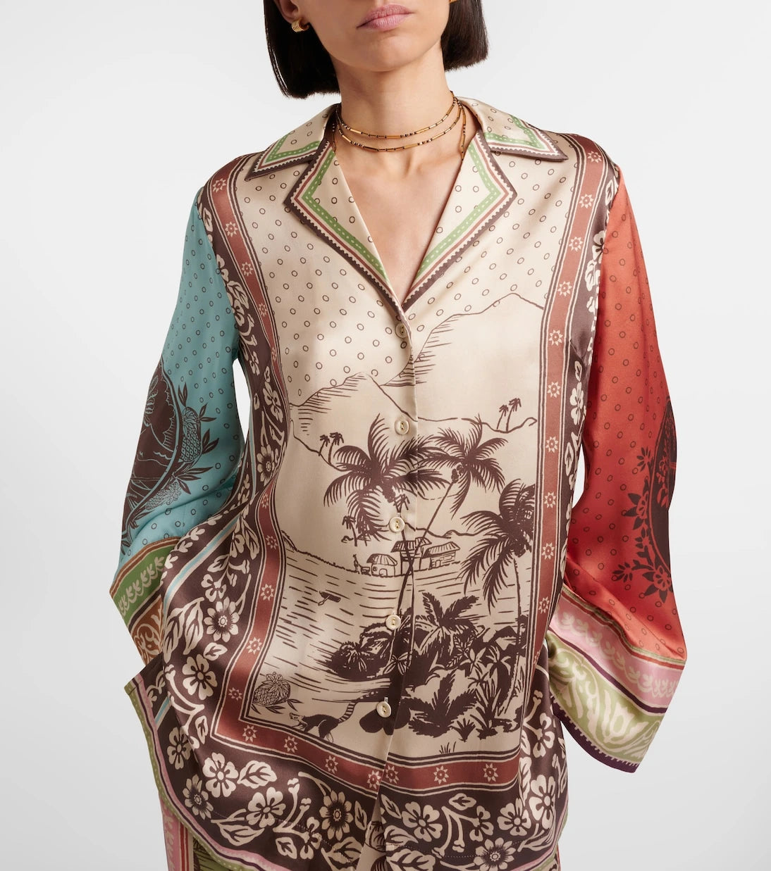 Alémais - Alberta printed silk satin shirt