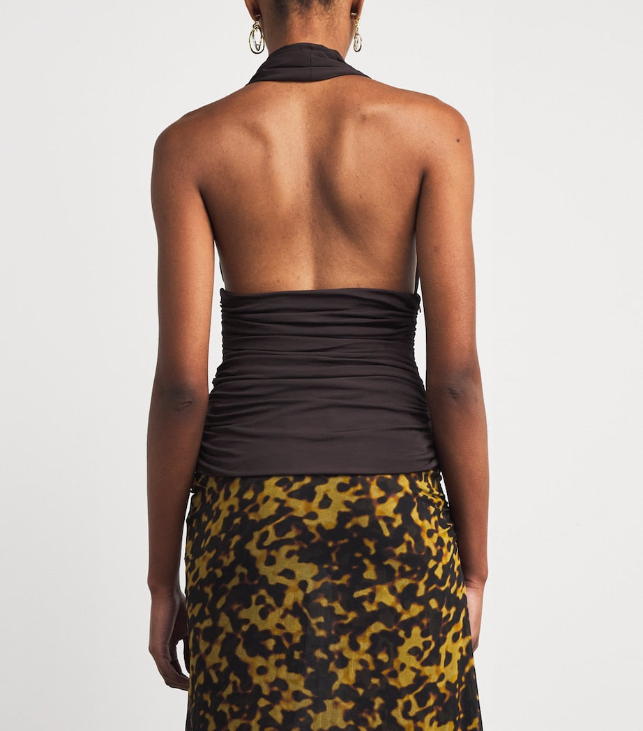 Christopher Esber Brown Jersey Draped Cummerbund Top