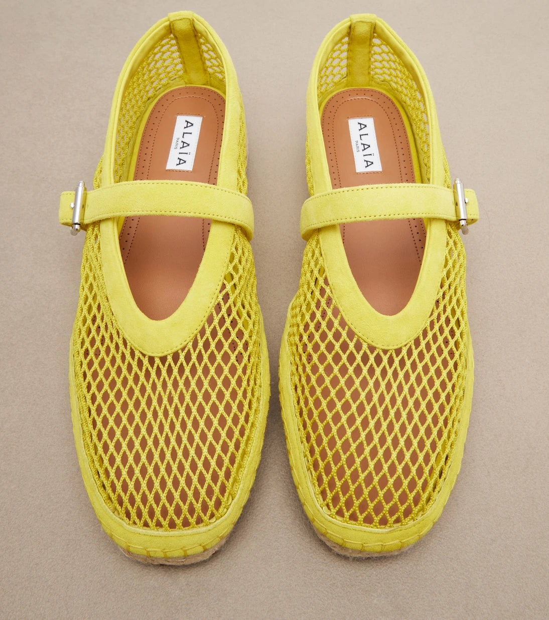 Alaïa - Fishnet suede-trimmed espadrilles