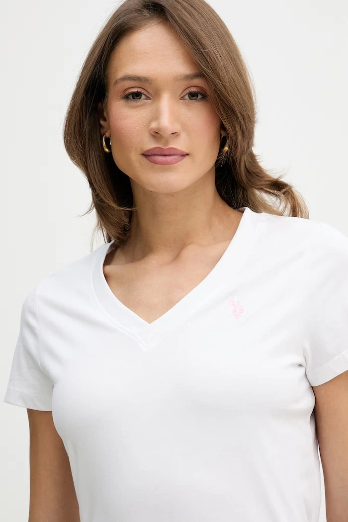 U.S. Polo Assn. тениска дамска от памук V-NECK