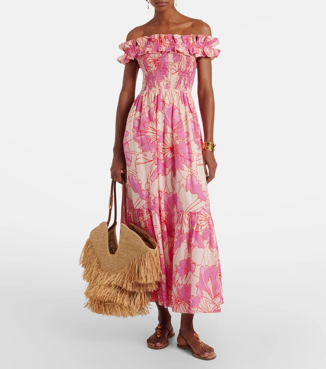 Poupette St Barth - Suzanne off-shoulder cotton maxi dress
