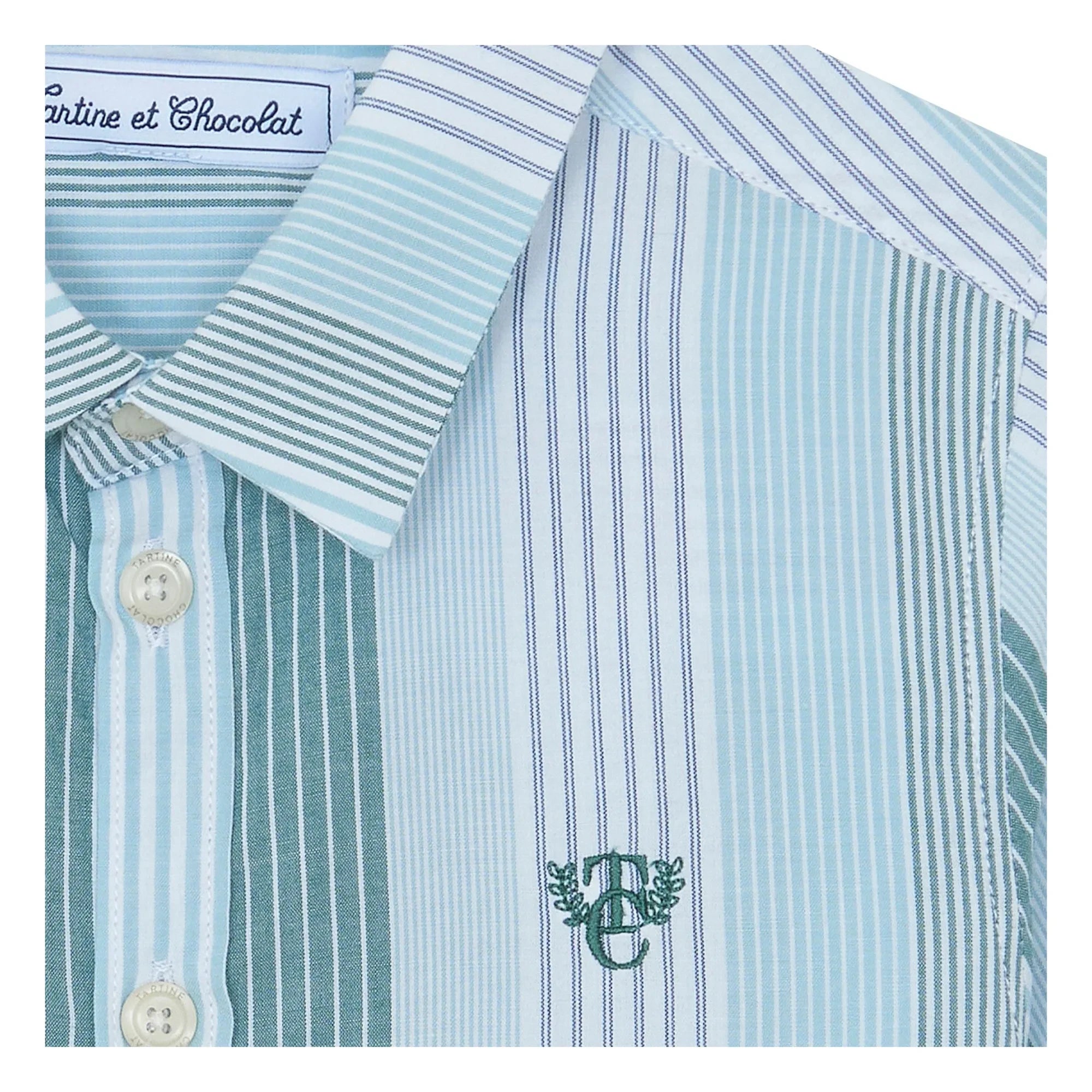 Tartine et Chocolat - Constrasted Bands Shirt | Green water