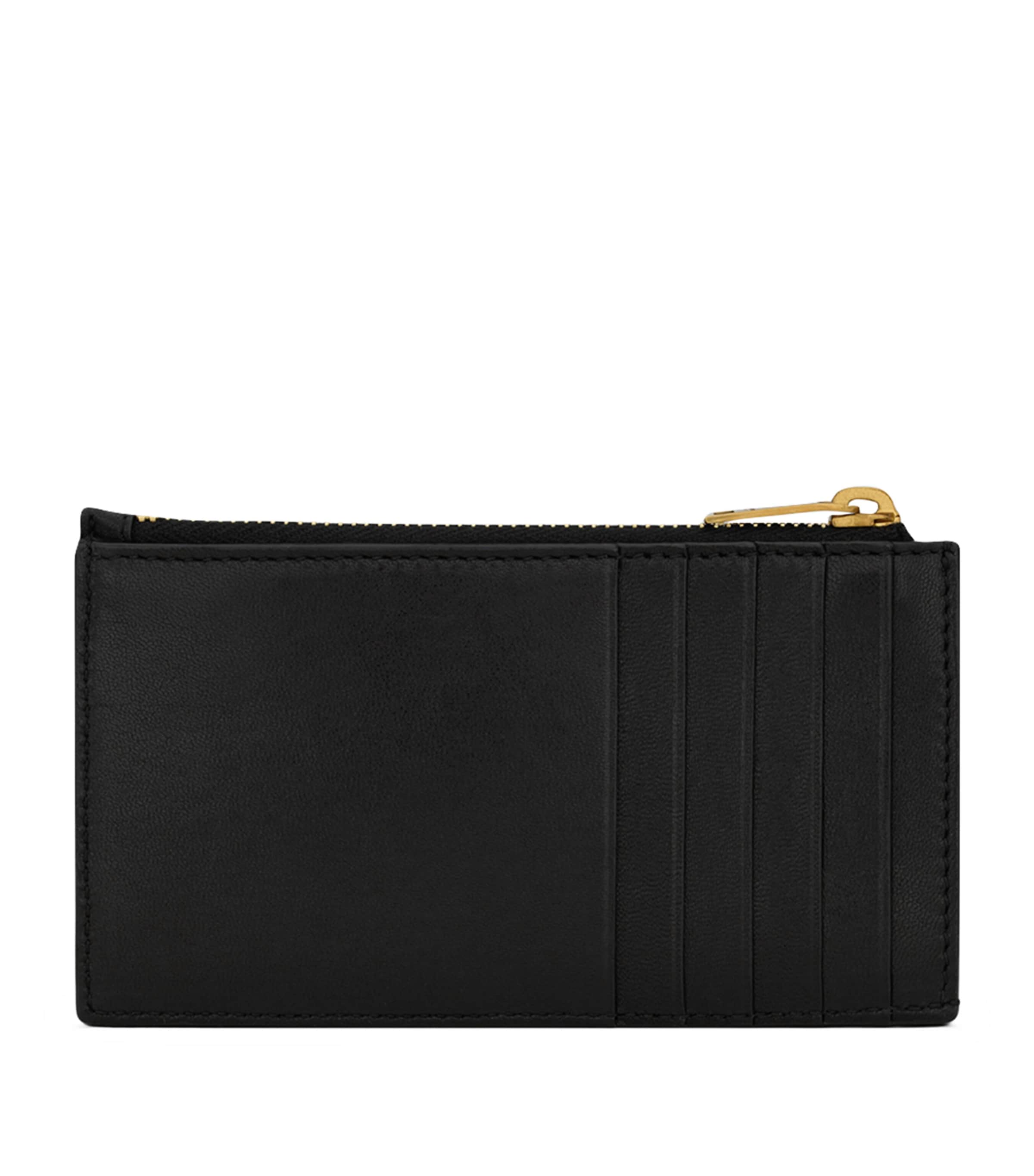 Saint Laurent Black Cassandre Matelassé Fragments Zipped Card Case