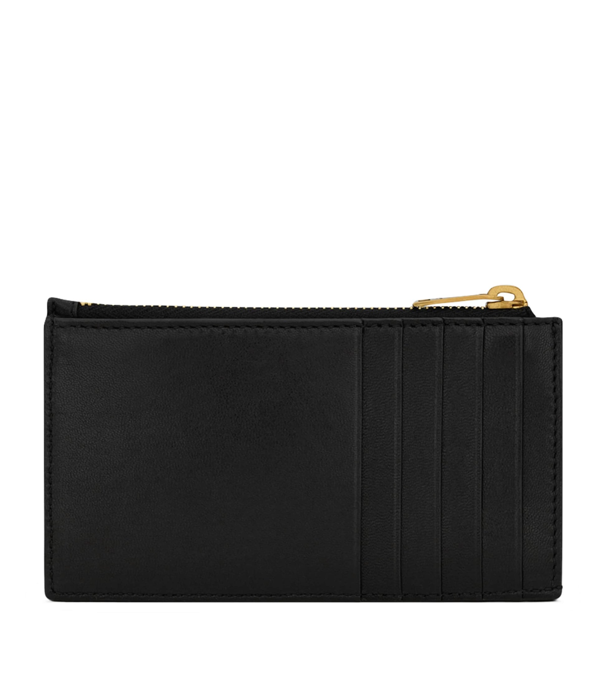 Saint Laurent Black Cassandre Matelassé Fragments Zipped Card Case