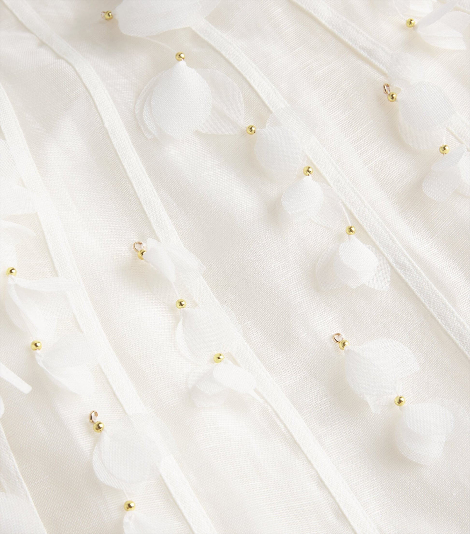 Zimmermann Ivory Linen-Silk Petal Midi Dress