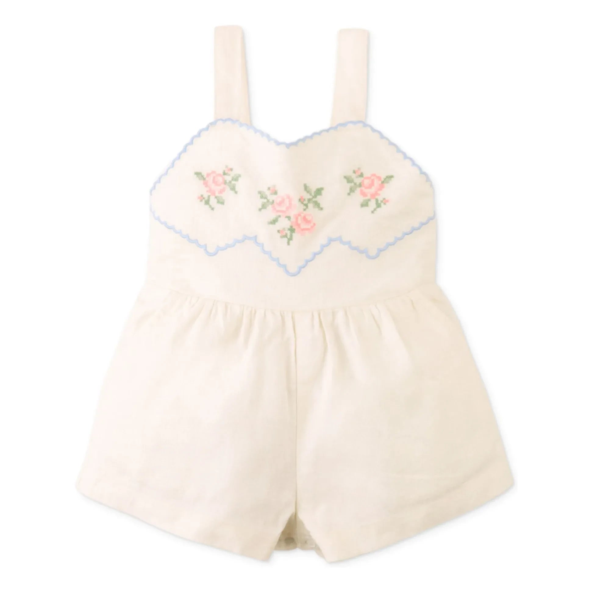Gingersnaps - Linen Embroidered Genny Playsuit | Ecru