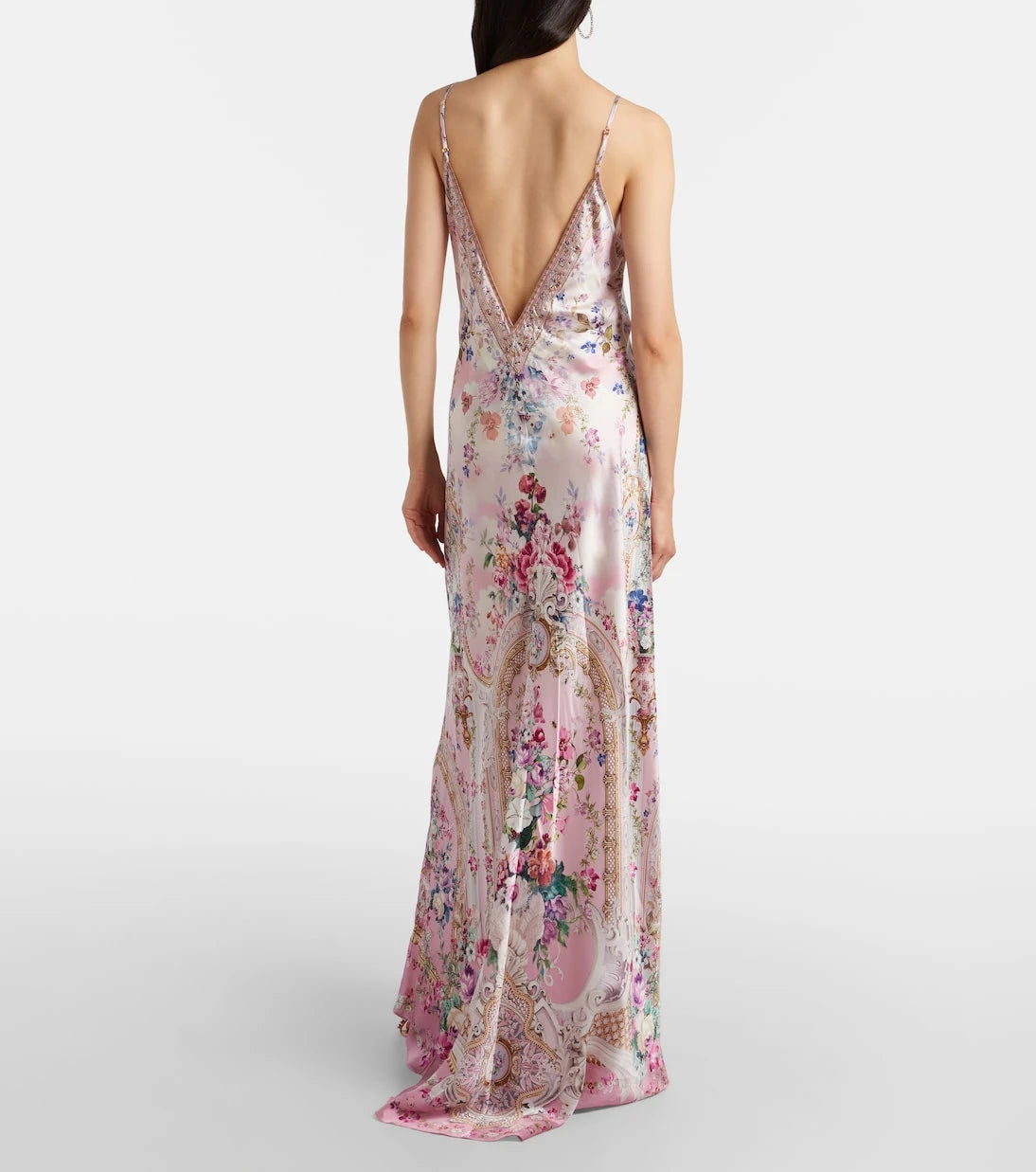 Camilla - Embellished floral silk satin maxi dress