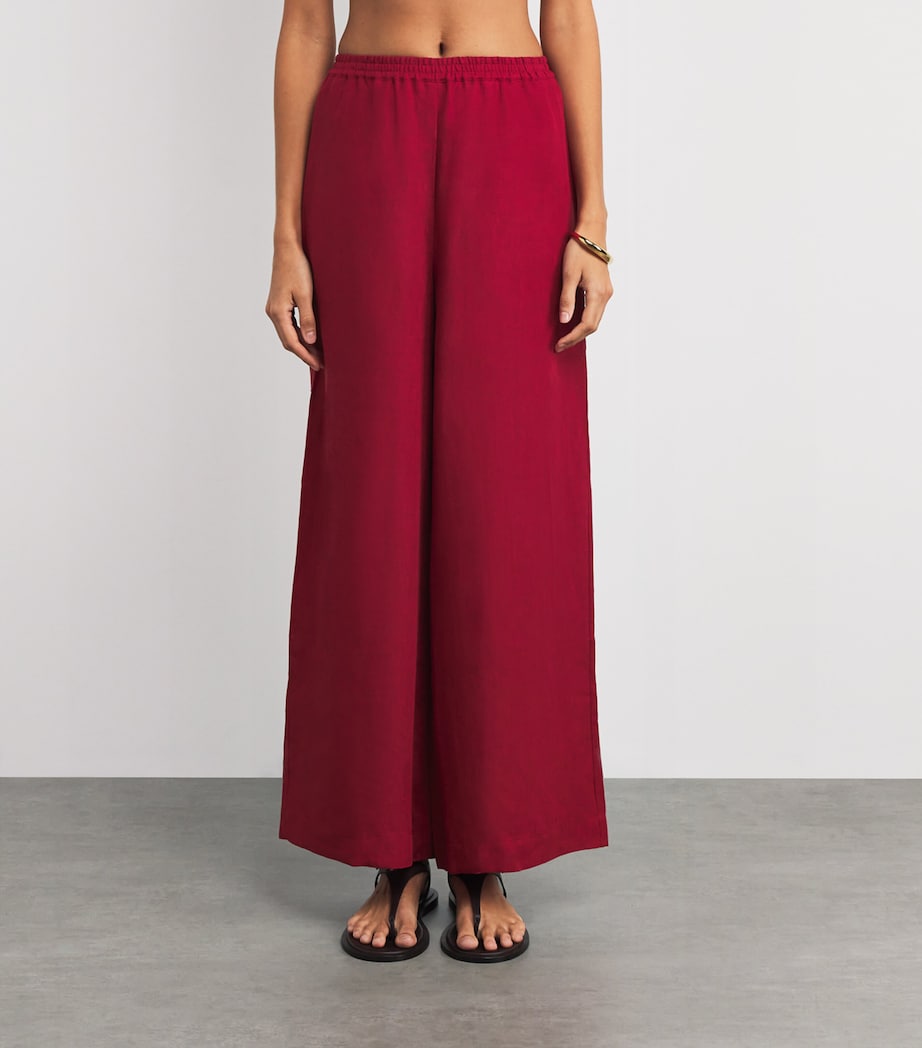 Eres Red Linen Select Wide-Leg Trousers