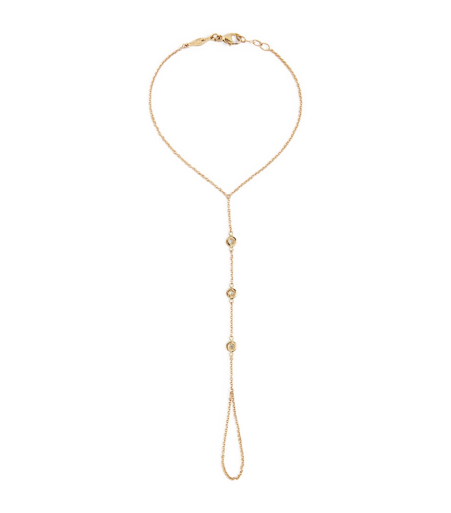 Yellow Gold and Diamond Spaced Out Finger Bracelet