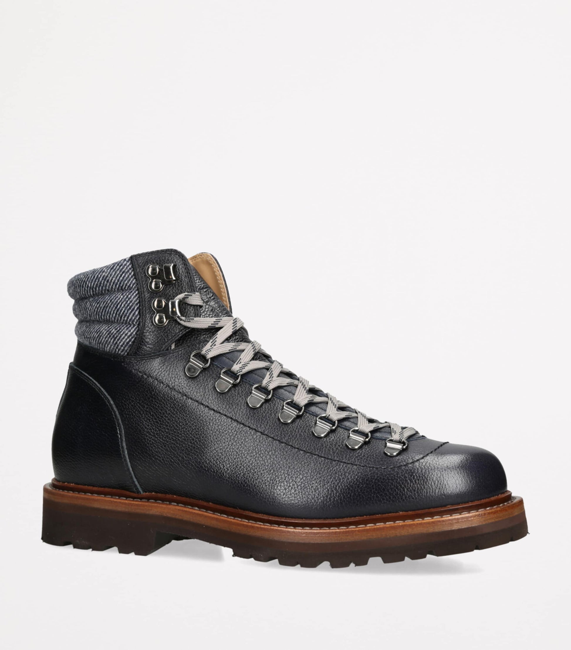 Brunello Cucinelli Leather Wool-Trim Mountain Boots