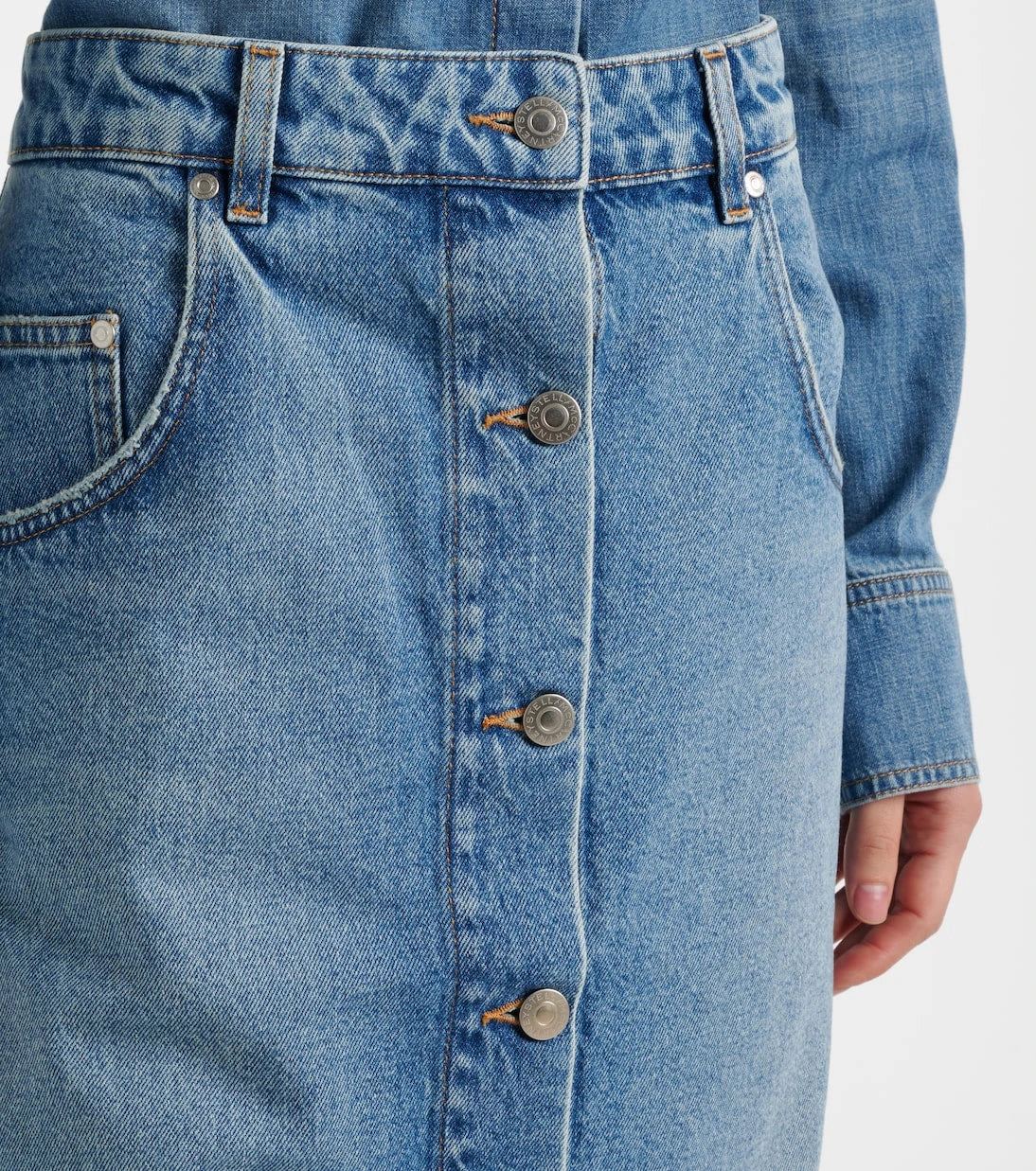 Stella McCartney - Chain-detail denim midi skirt