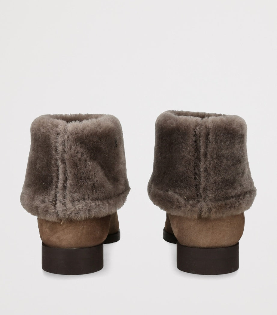 Toteme Brown Shearling Fold-Down Ankle Boots