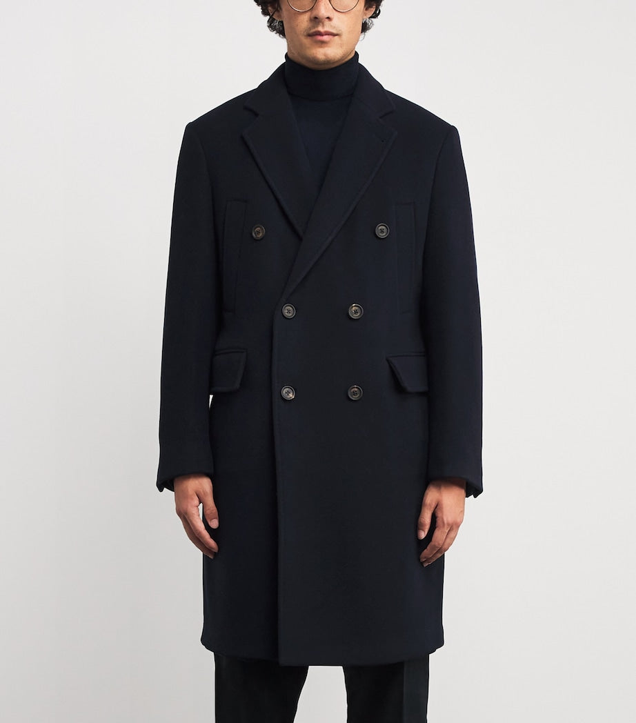 Blue Double-Breasted Overcoat