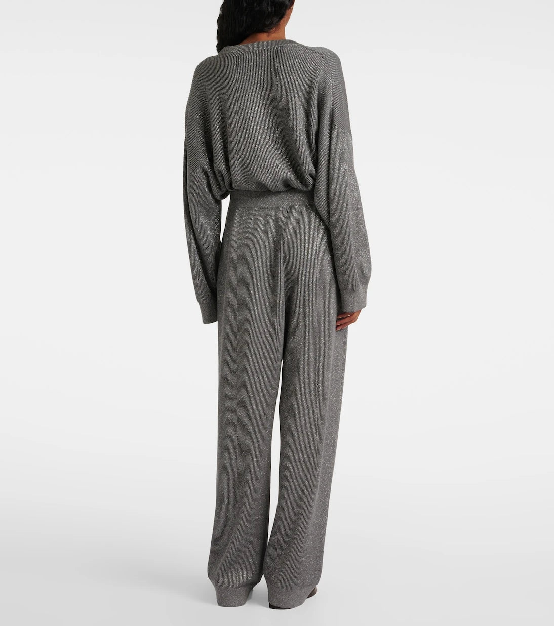 Brunello Cucinelli - Cotton-blend lamé wide-leg pants