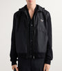 Prada Black Wool-Cashmere-Sleeve Zip-Up Hoodie