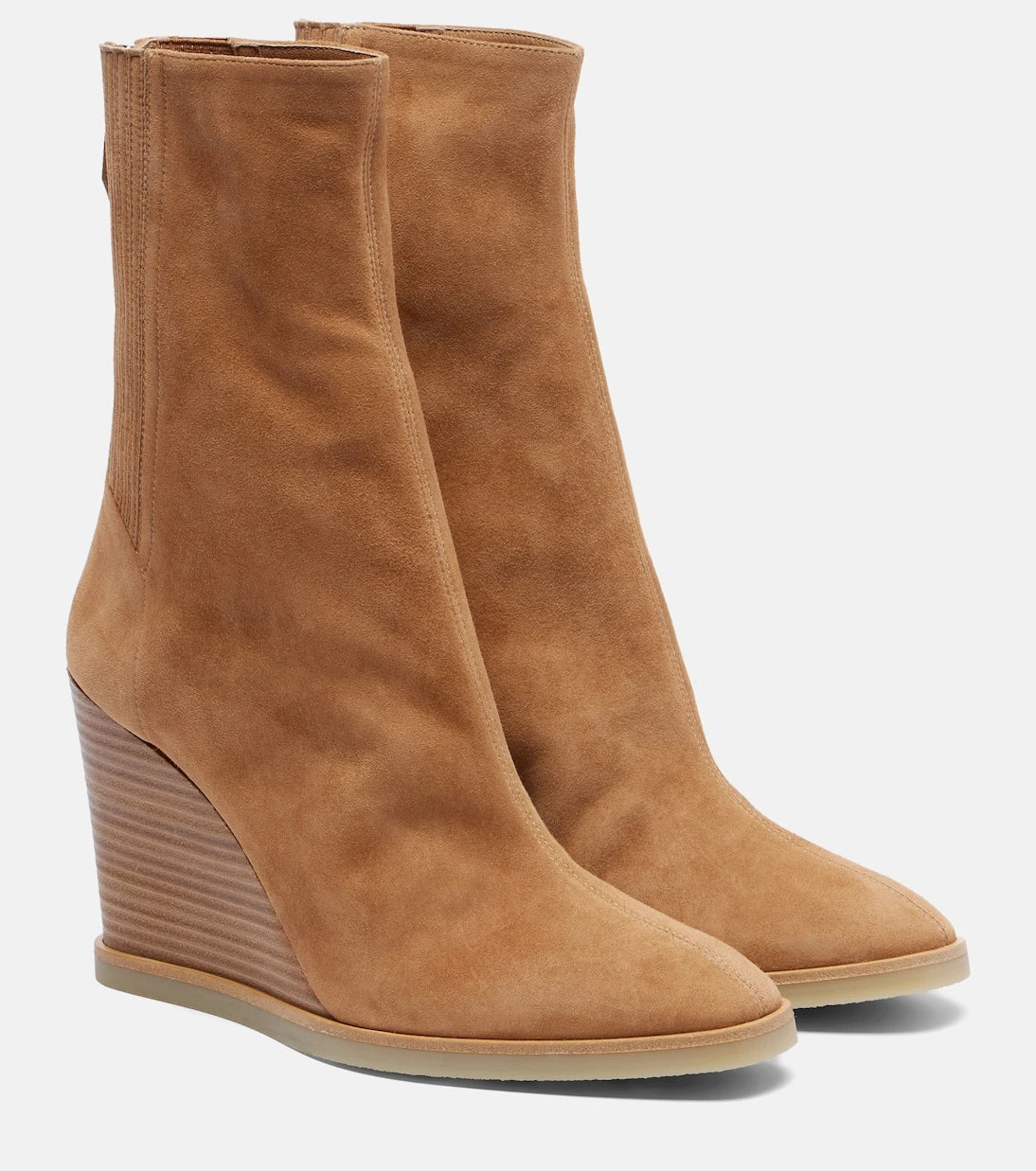 Aquazzura - حذاء الكاحل سانت أونوريه 85 بكعب ويدج من الشمواه