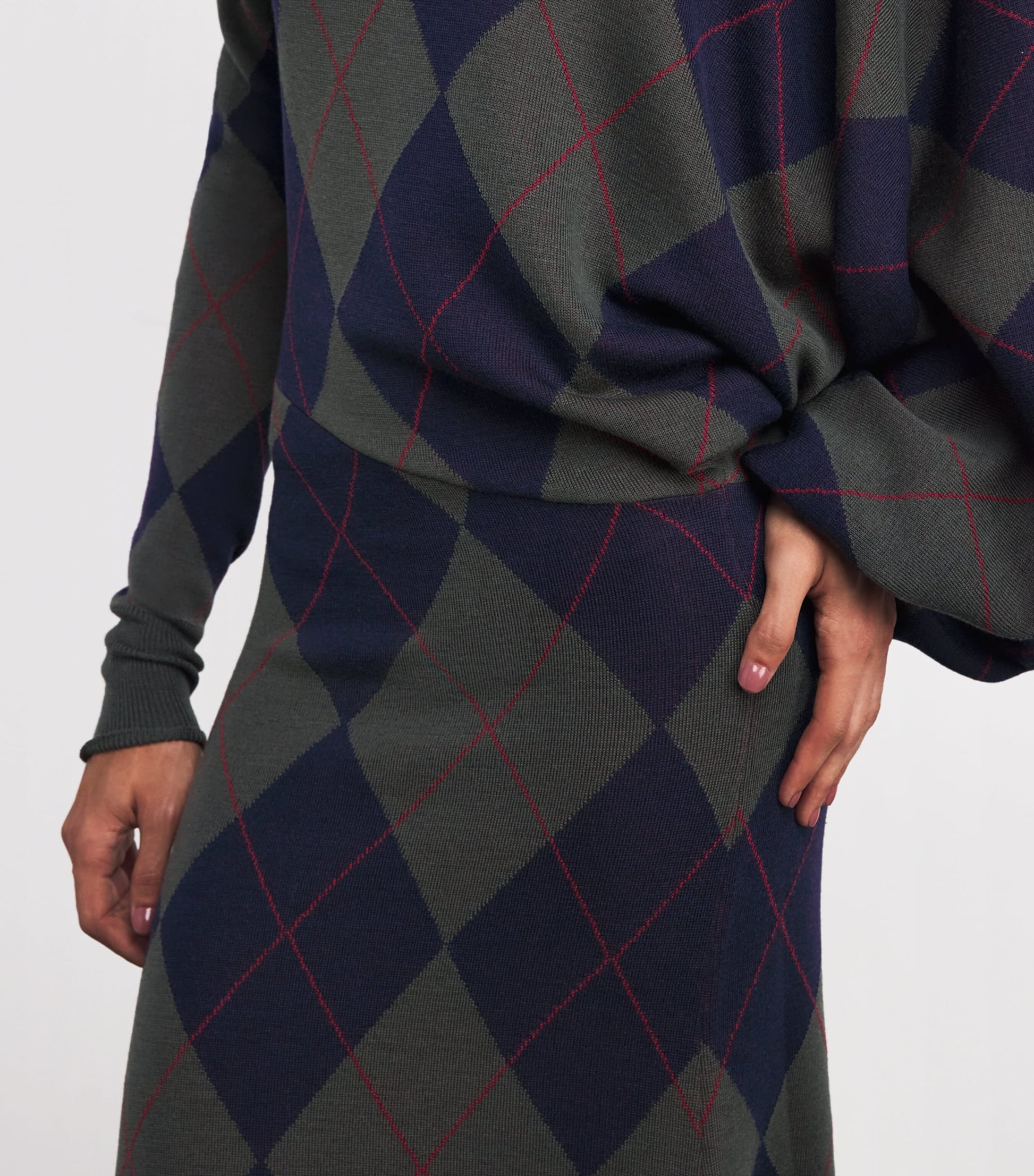 A.W.A.K.E. Mode Multi Merino Wool Argyle Maxi Dress