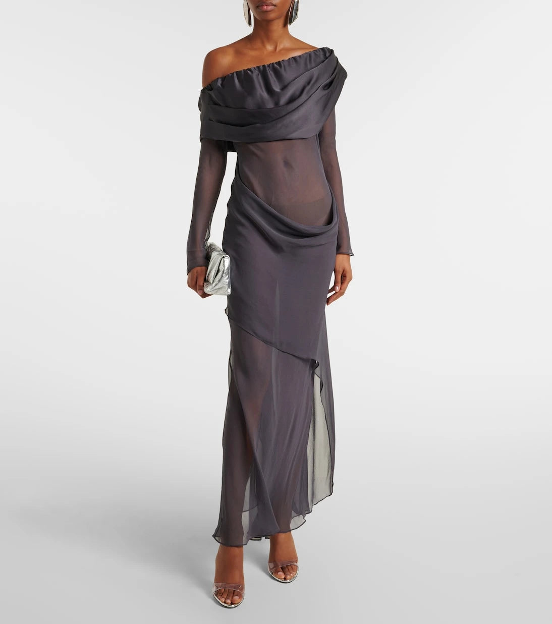 Christopher Esber - Asymmetric sheer silk maxi dress