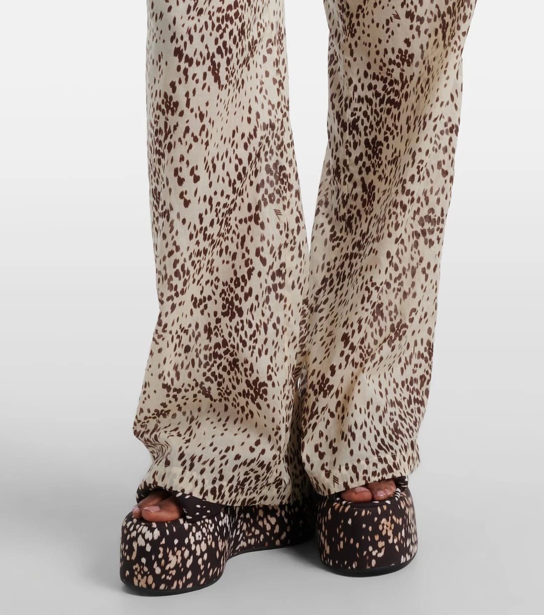 The Attico - Leopard-print cotton wide-leg pants