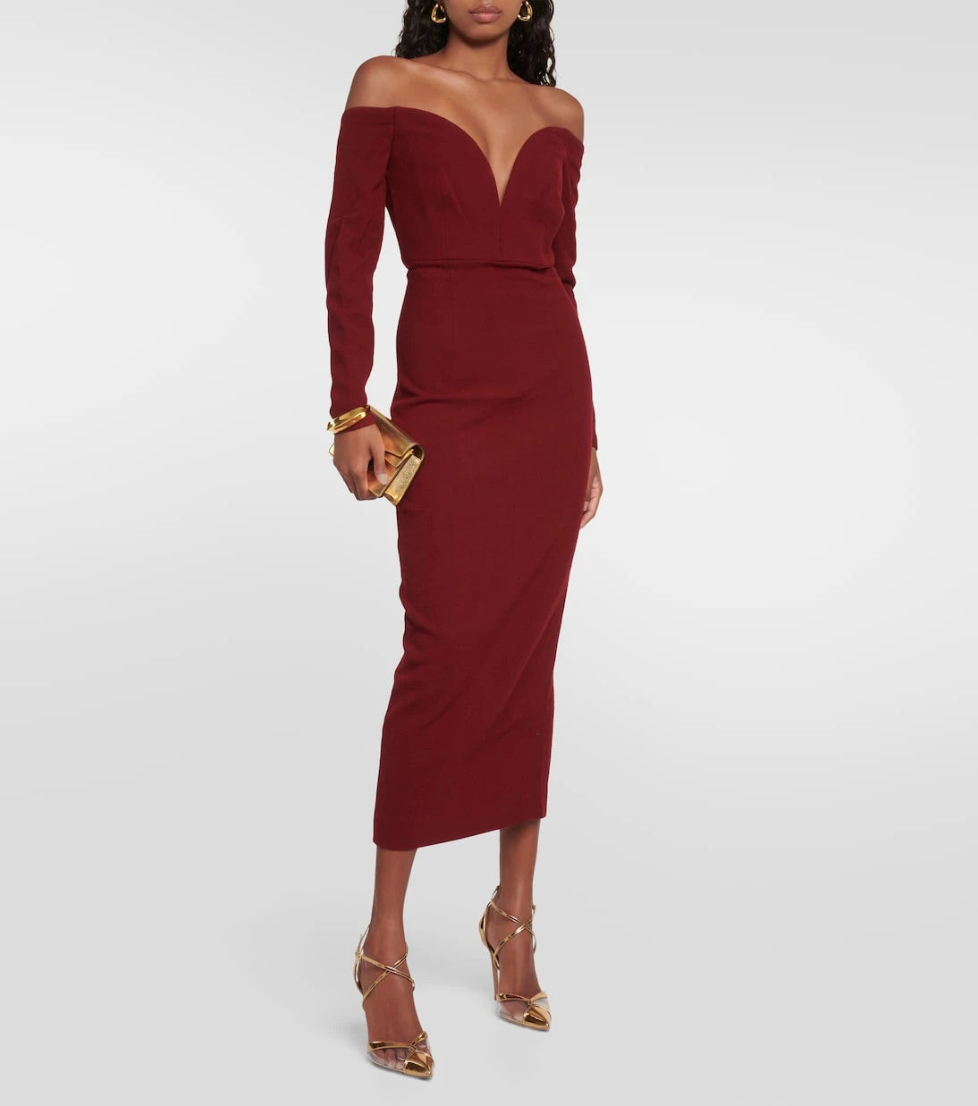 Roland Mouret - Off-shoulder wool midi dress