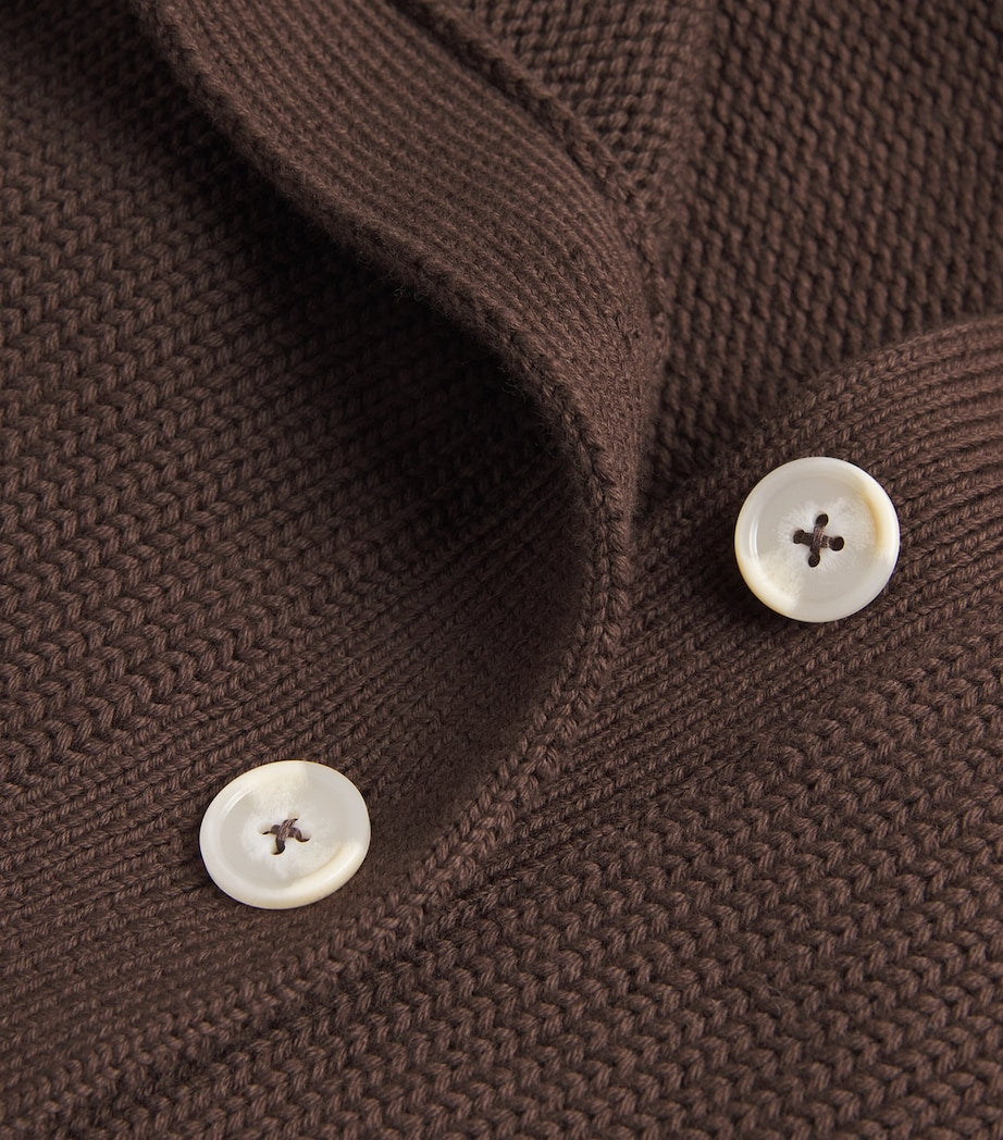 ME+EM Brown Cotton Cropped Cardigan