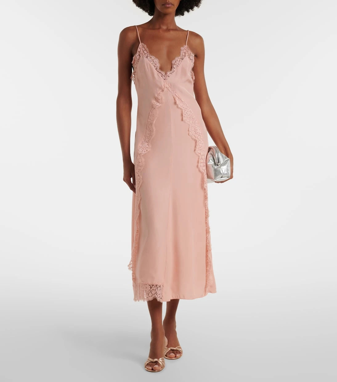Stella McCartney - Lace-trimmed silk midi dress