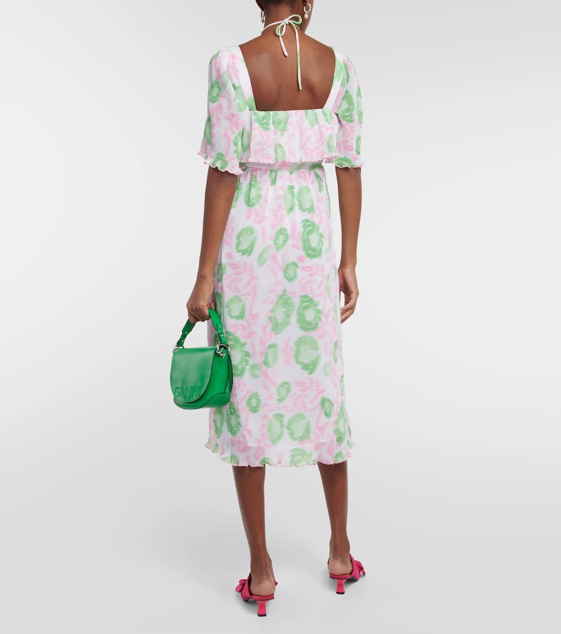 Ganni - Floral pleated georgette midi dress