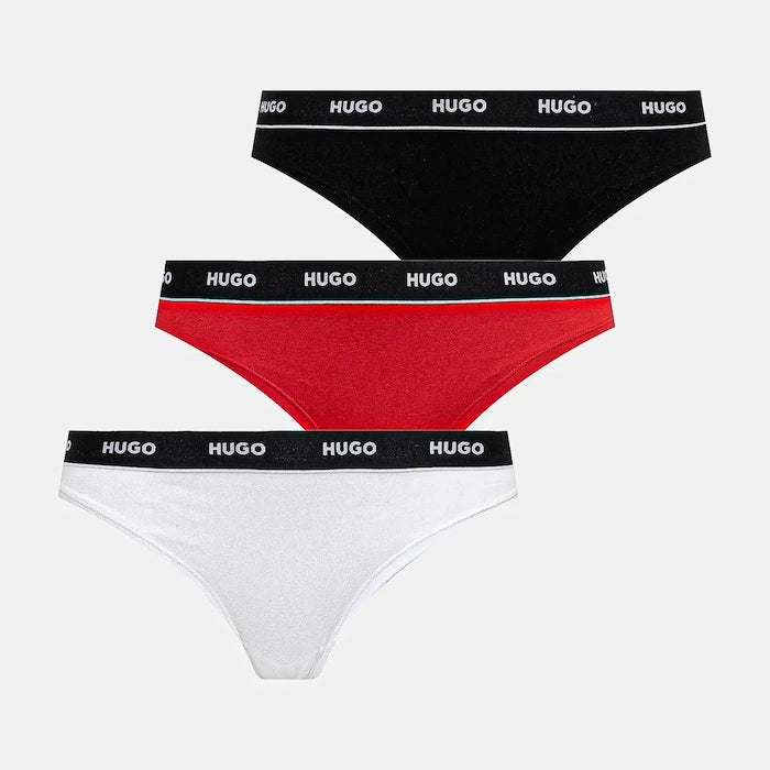 Прашки HUGO (3 чифта) TRIPLET THONG STRIPE
