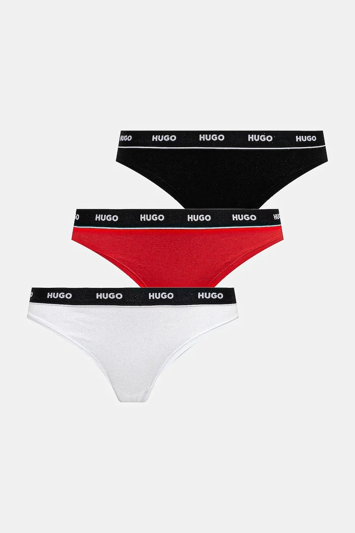 Прашки HUGO (3 чифта) TRIPLET THONG STRIPE
