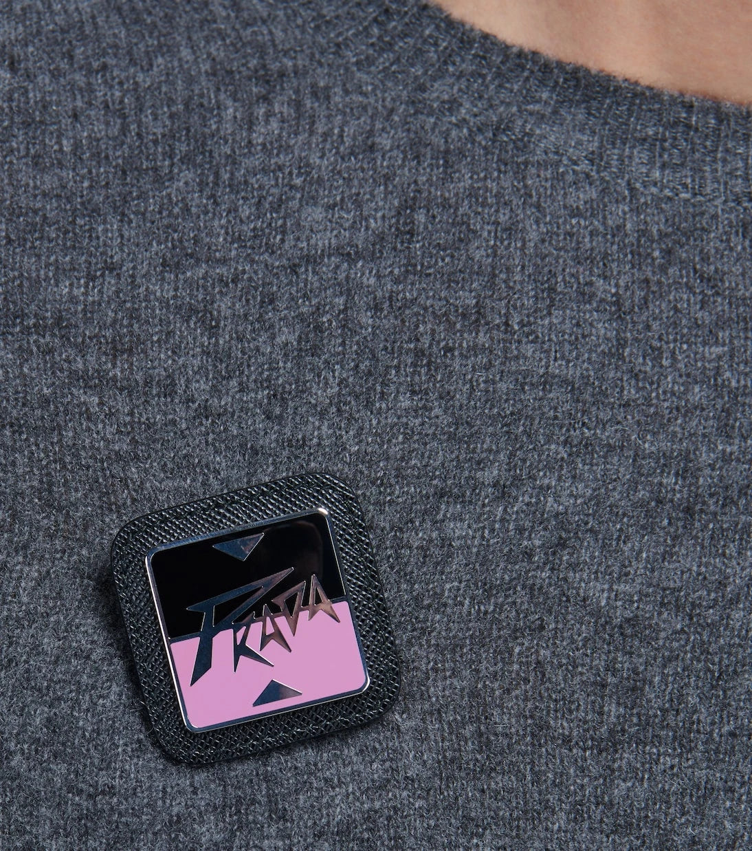 Prada - Leather-trimmed logo badge