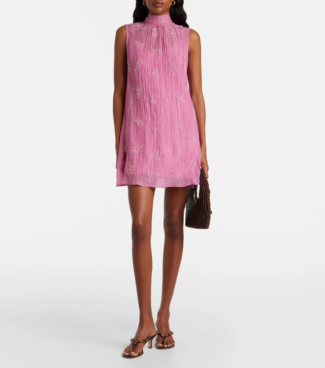 Staud - Albee beaded tie-neck organza minidress
