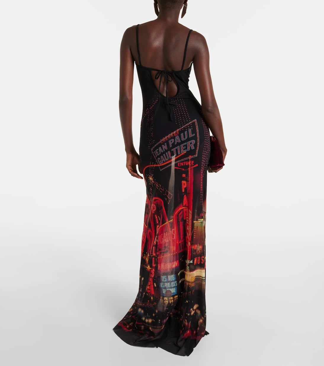 Jean Paul Gaultier - Printed mesh slip dress